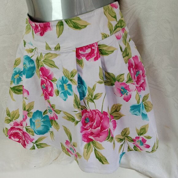 Le Chateau Size 7/8 Cotton Flower Floral White Pink Blue Peony Y2K Vintage Med - Picture 3 of 14